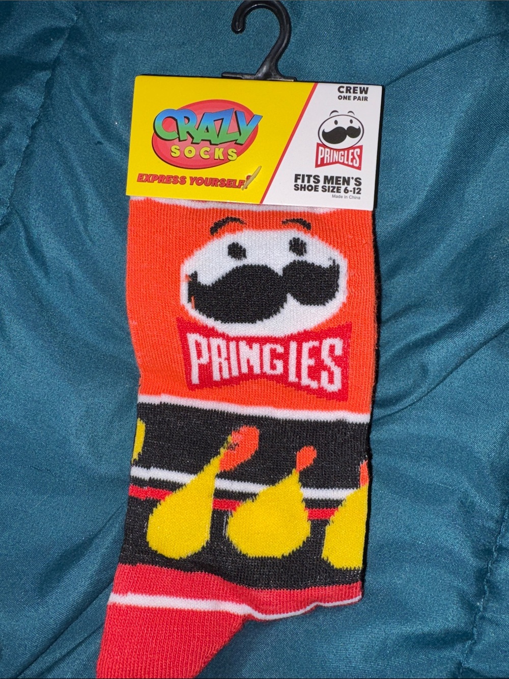 Pringles x Crazy Socks Men’s Crew Socks in Orange & Black
